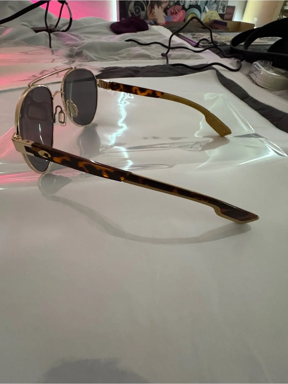 Costa Del Mar Loreto Polarized Gold Tortoise Aviator Sunglasses